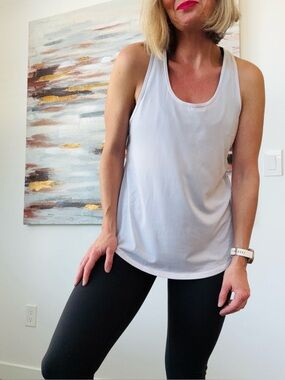 ZYIA Active White Mesh Racerback Workout Tank Top - XL